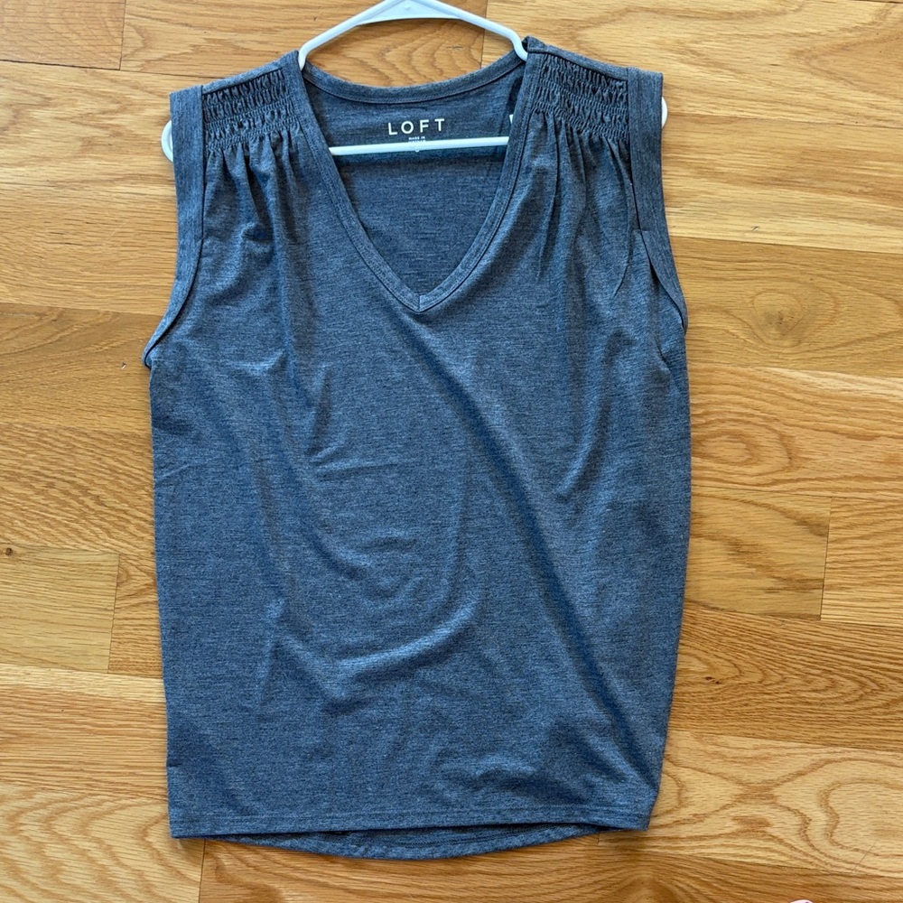 LOFT Dark Gray V-Neck Tank Top